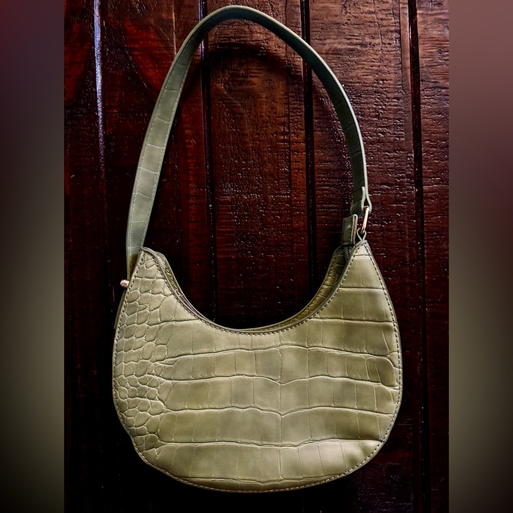 ASOS Sage Green Croc-Embossed Shoulder Bag